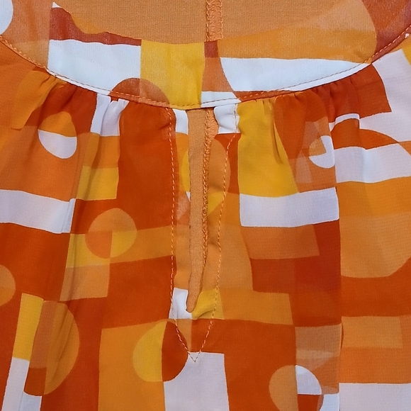 New York & Company Orange Geometric Sleeveless Tank Top - Picture 5 of 7